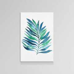 Blue and Green Watercolor Leaves 1
